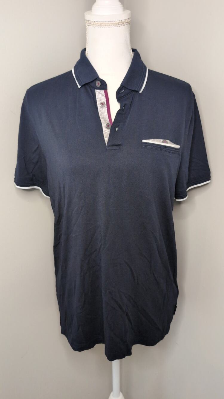 Ted Baker London Derry Navy Polo Shirt Mens Size 4 Large